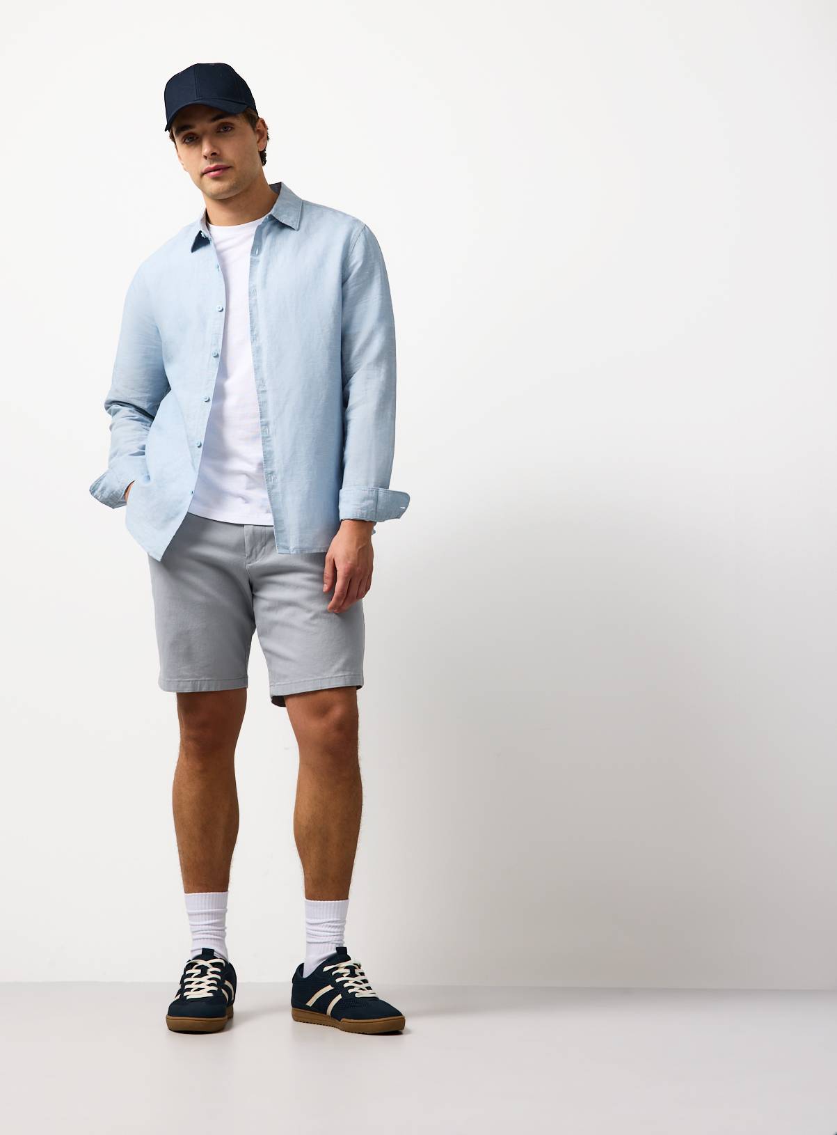 Light Blue Linen Blend Long Sleeve Button Up Shirt XXXL - Image 2